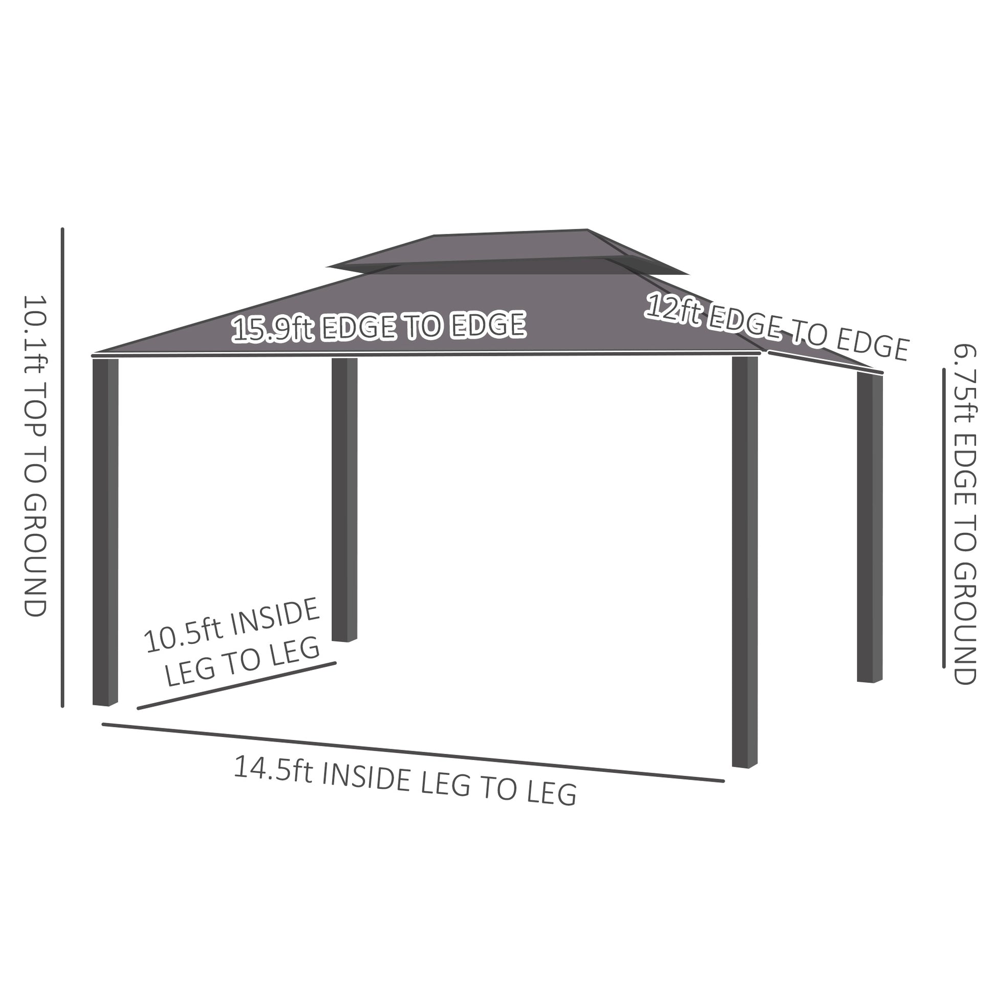 12 ft x 16 ft Aluminum Gazebo, Brown