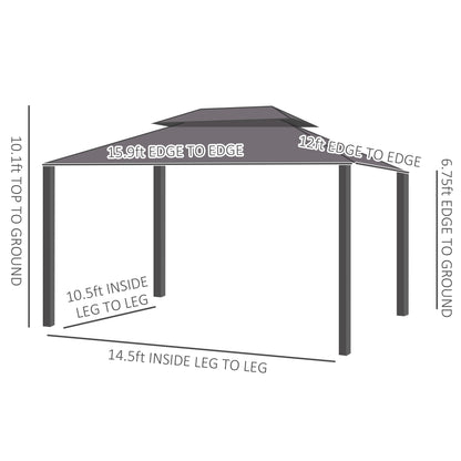 12 ft x 16 ft Aluminum Gazebo, Brown