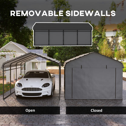 12 ft x 20 ft Plastic Carport, Dark Gray
