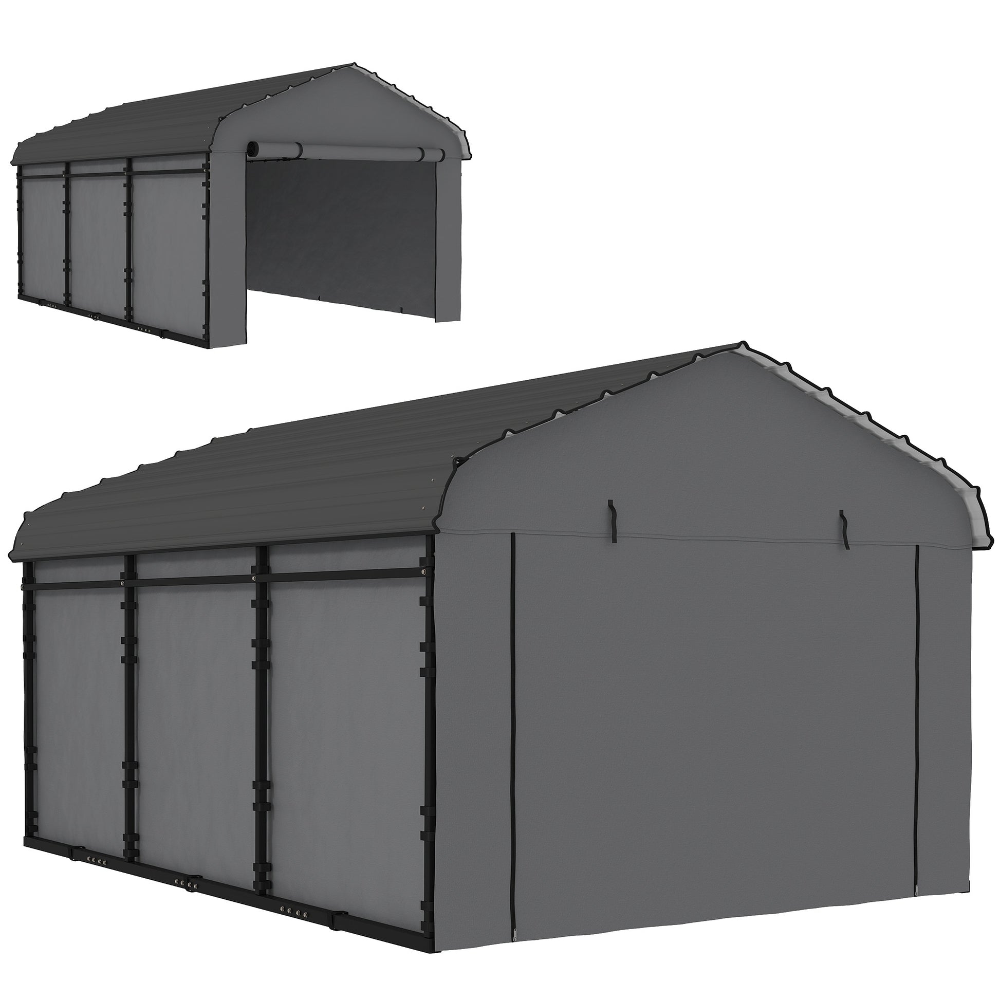 10 ft x 15 ft Plastic Carport, Dark Gray