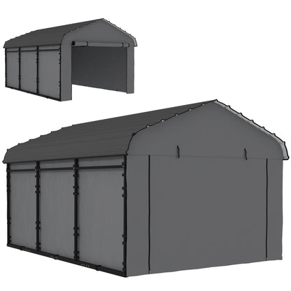 10 ft x 15 ft Plastic Carport, Dark Gray