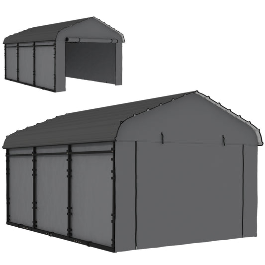 10 ft x 15 ft Plastic Carport, Dark Gray