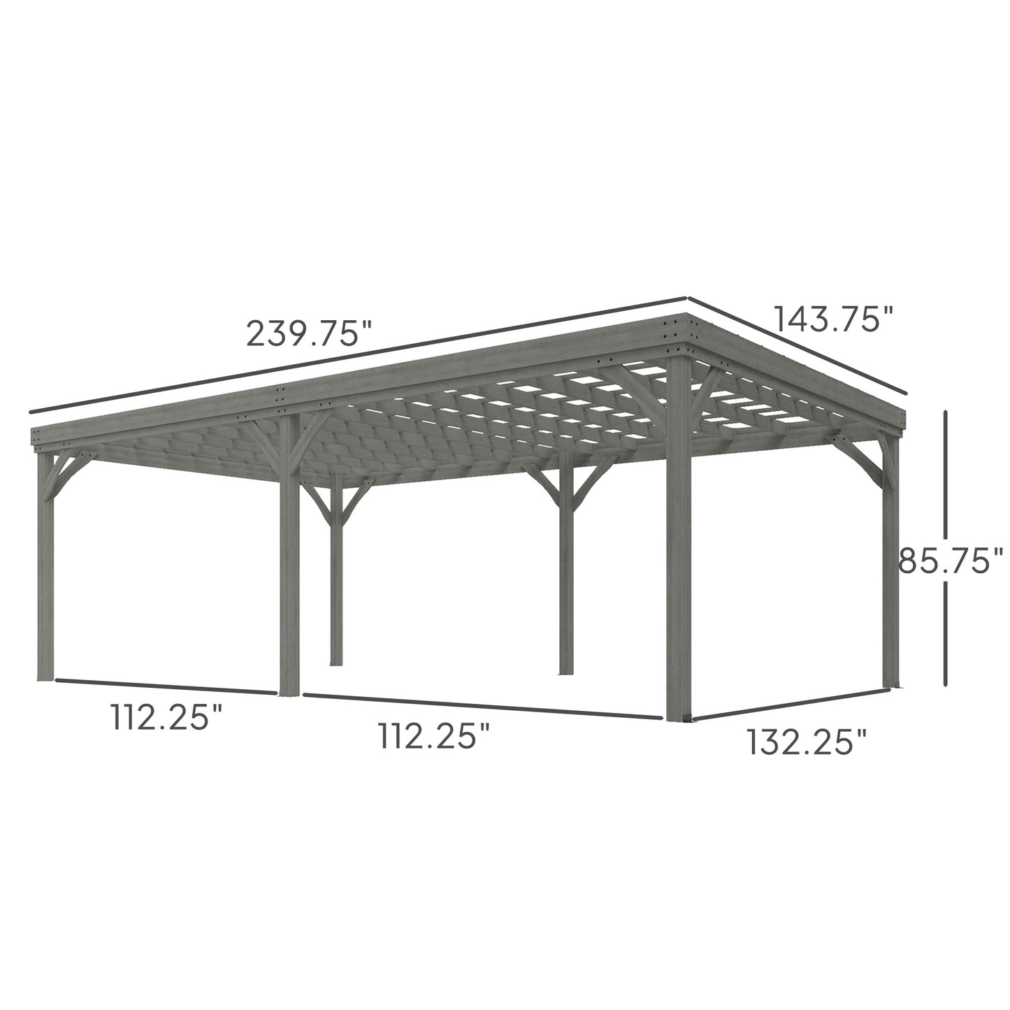 12 ft x 20 ft Wood Gazebo, Gray