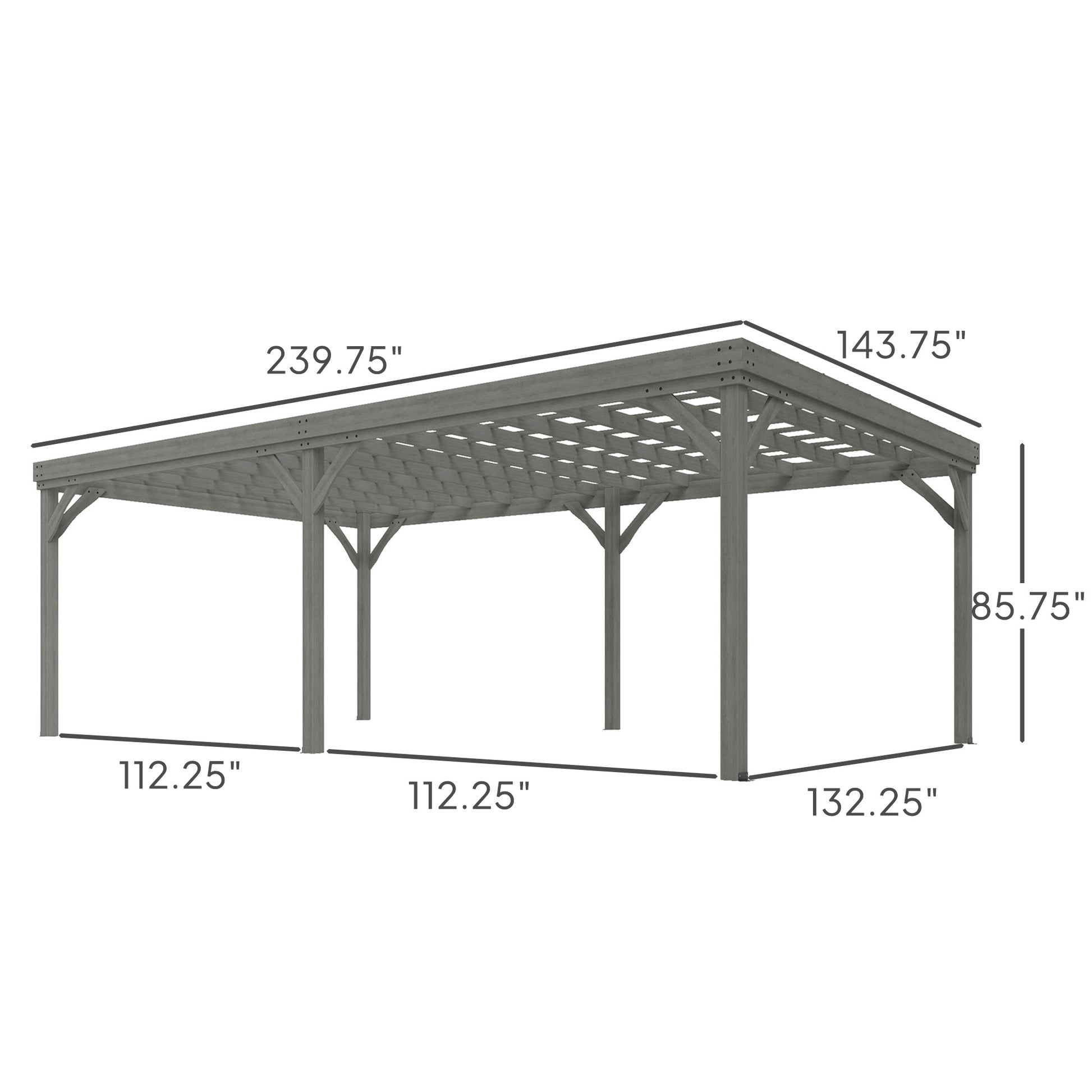 12 ft x 20 ft Wood Gazebo, Gray
