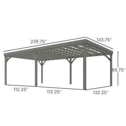 12 ft x 20 ft Wood Gazebo, Gray