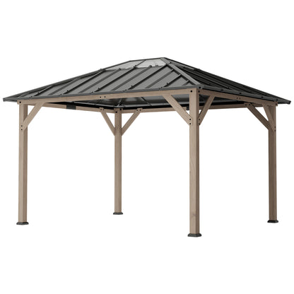10 ft x 12 ft Aluminum Gazebo, Light Walnut