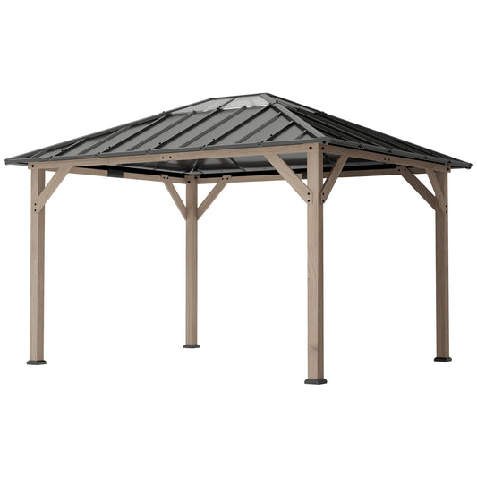 10 ft x 12 ft Aluminum Gazebo, Light Walnut