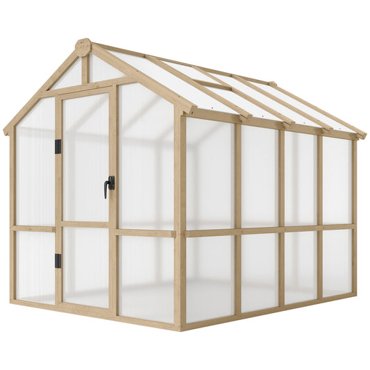 8 ft Wood Greenhouse with Window, Brown