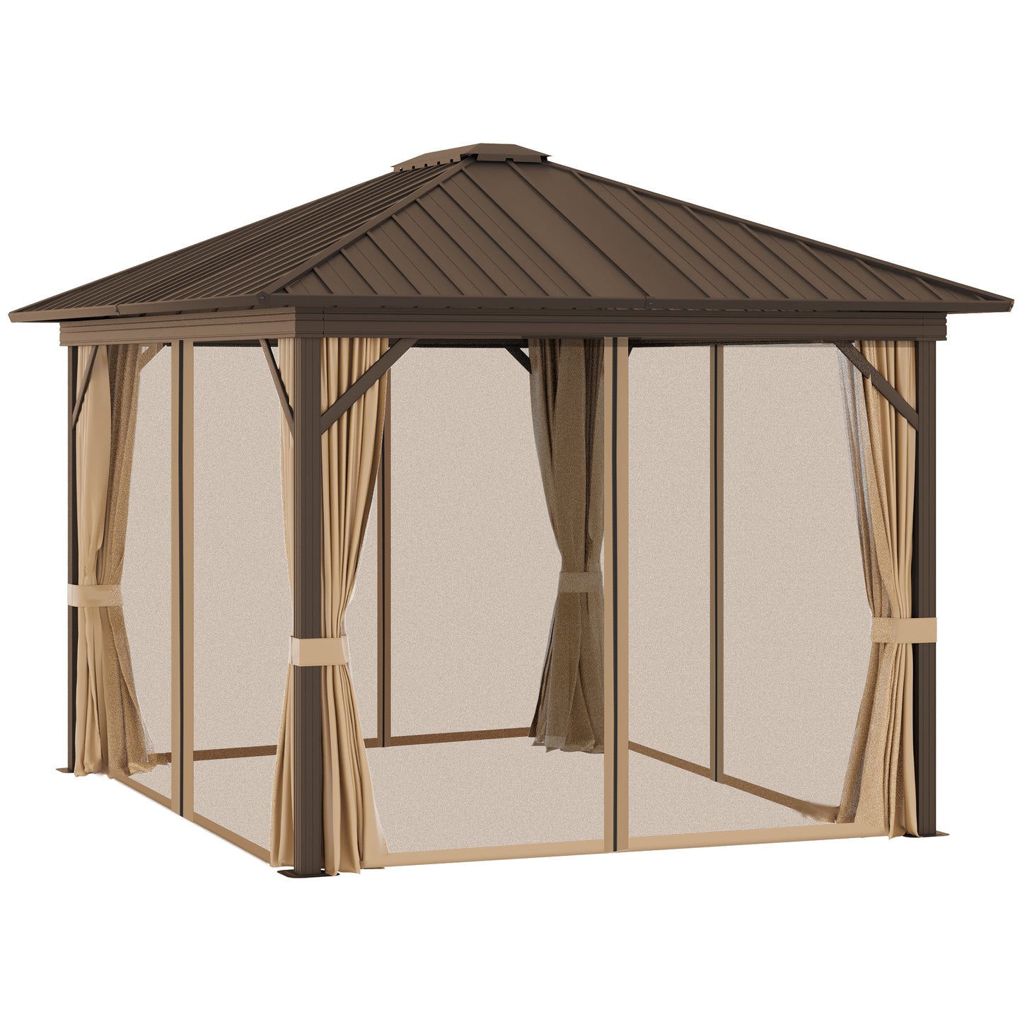 10 ft x 12 ft Aluminum Gazebo, Brown