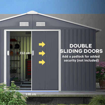 11 ft x 13 ft Metal Storage Shed with Foundation Kit, Dark Gray