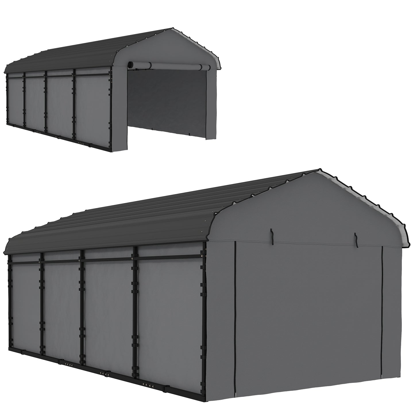 12 ft x 20 ft Plastic Carport, Dark Gray