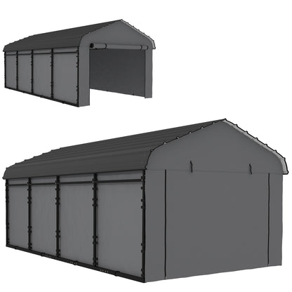12 ft x 20 ft Plastic Carport, Dark Gray
