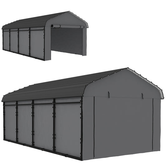 12 ft x 20 ft Plastic Carport, Dark Gray