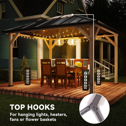10 ft x 12 ft Aluminum Gazebo, Light Walnut
