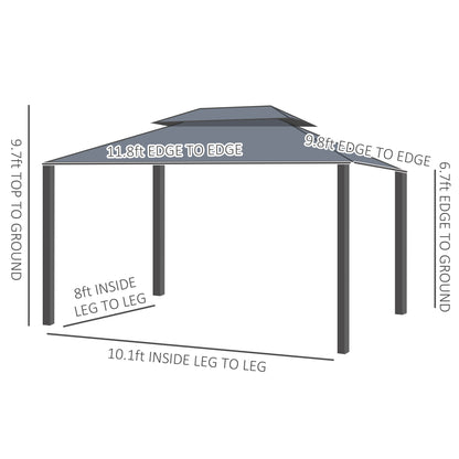 10 ft x 12 ft Aluminum Gazebo with Adjustable Height, Black