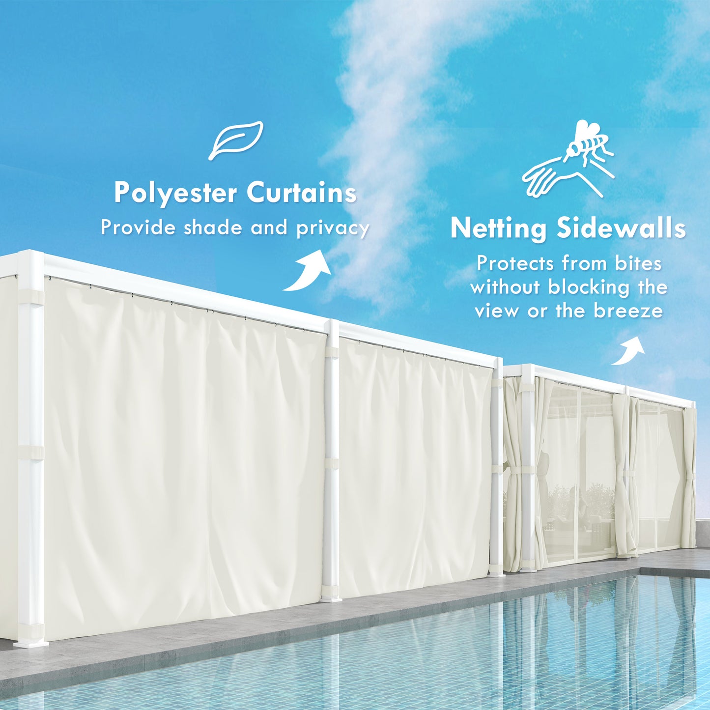 12 ft x 19 ft Aluminum Hardtop Gazebo with Adjustable Height, White