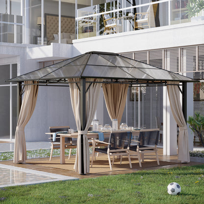 10 ft x 12 ft Metal Gazebo with Adjustable Height, Dark Brown