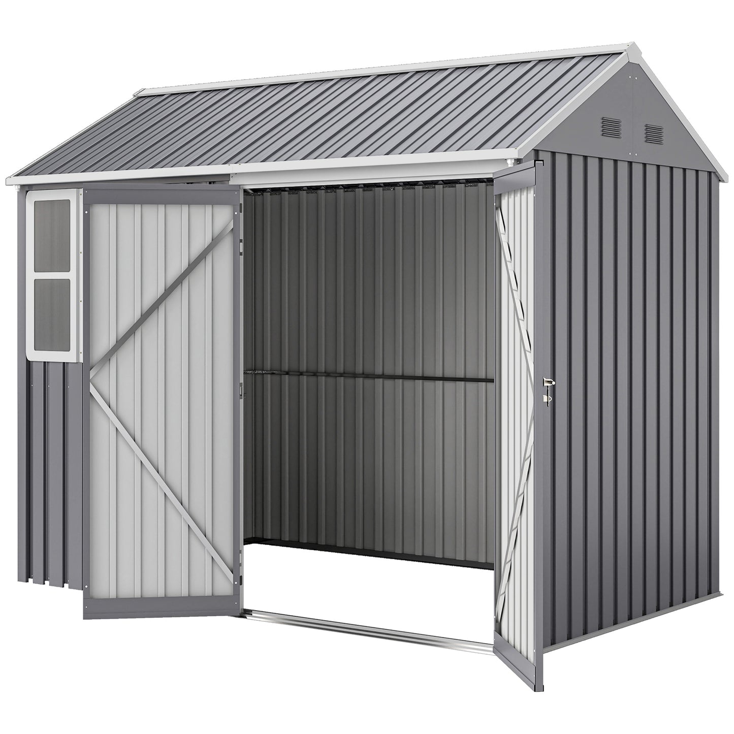 8 ft x 5.5 ft Metal Storage Shed with Floor, Gray