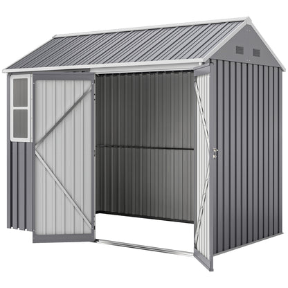 8 ft x 5.5 ft Metal Storage Shed with Floor, Gray