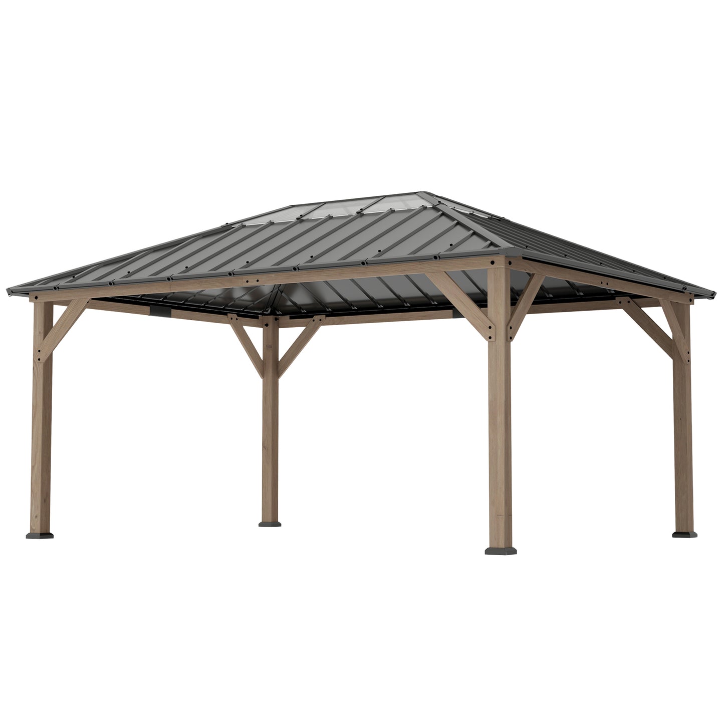 12 ft x 16 ft Aluminum Gazebo, Light Walnut