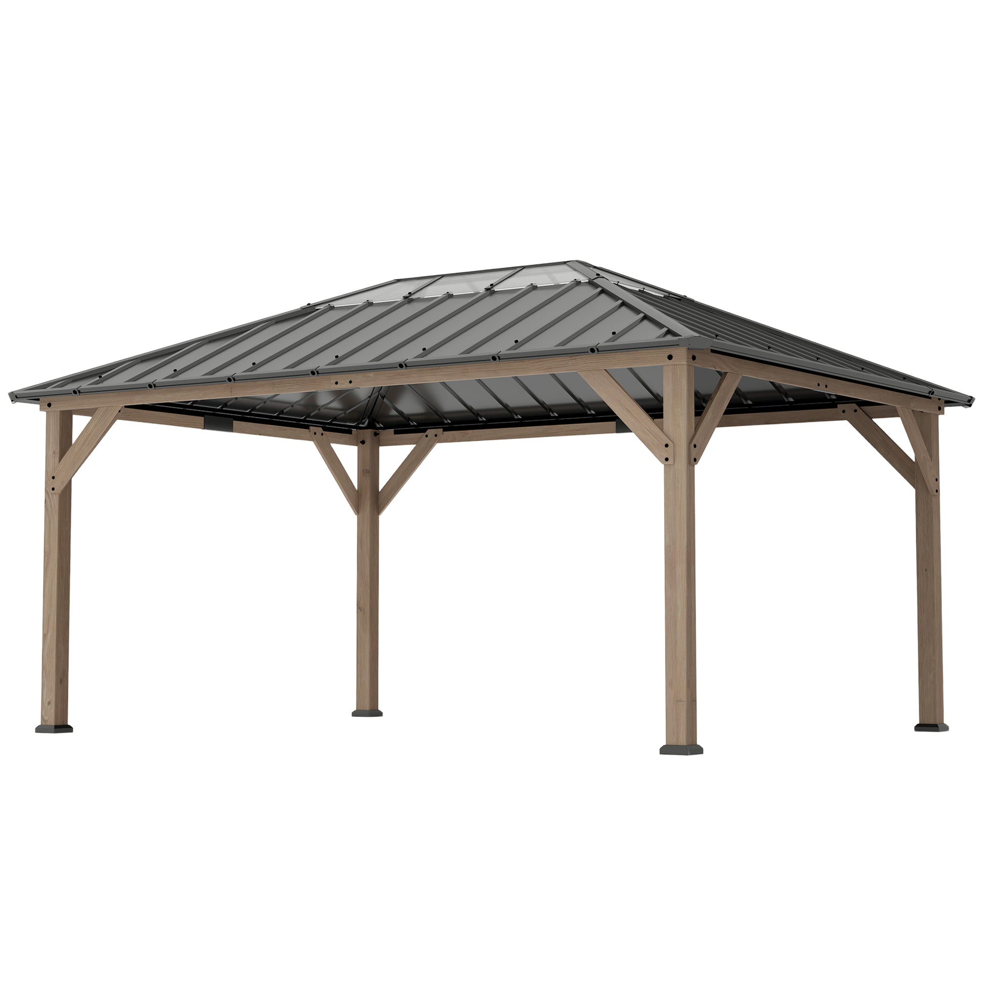 12 ft x 16 ft Aluminum Gazebo, Light Walnut