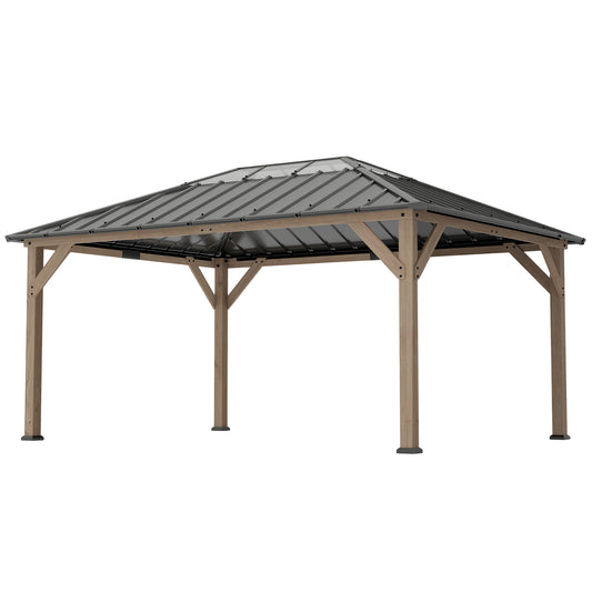 12 ft x 16 ft Aluminum Gazebo, Light Walnut