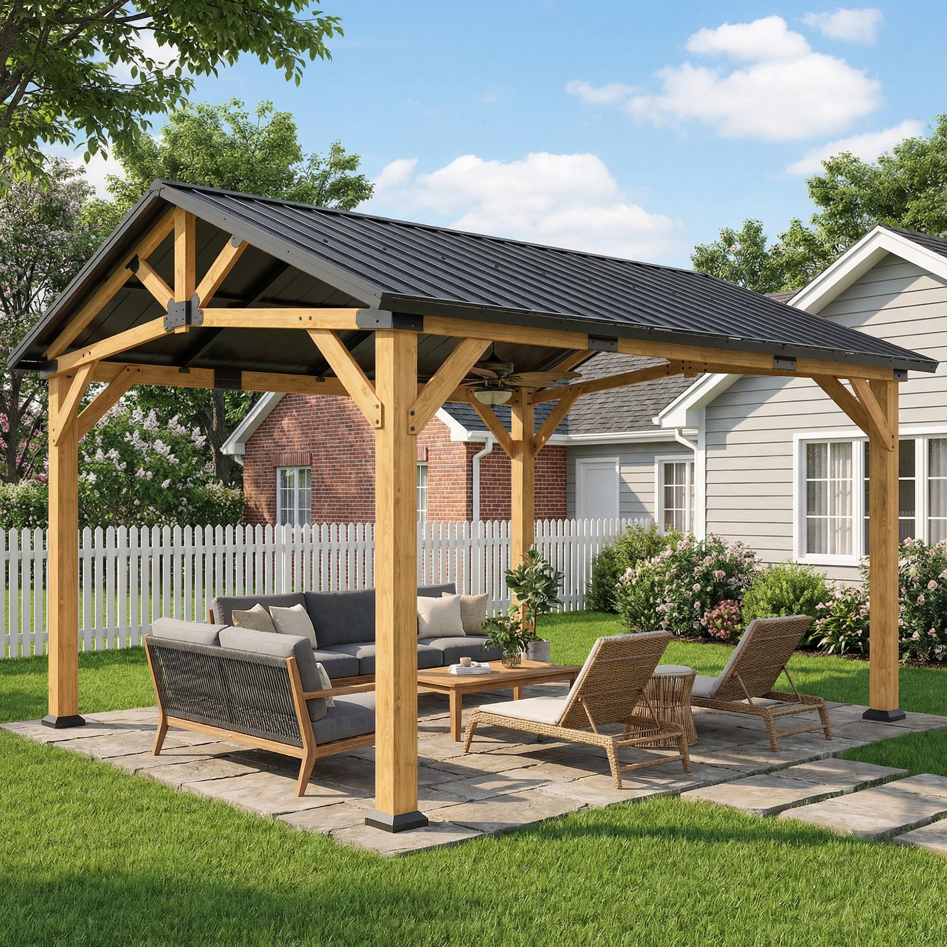 13 ft x 11 ft Metal Gazebo, Black