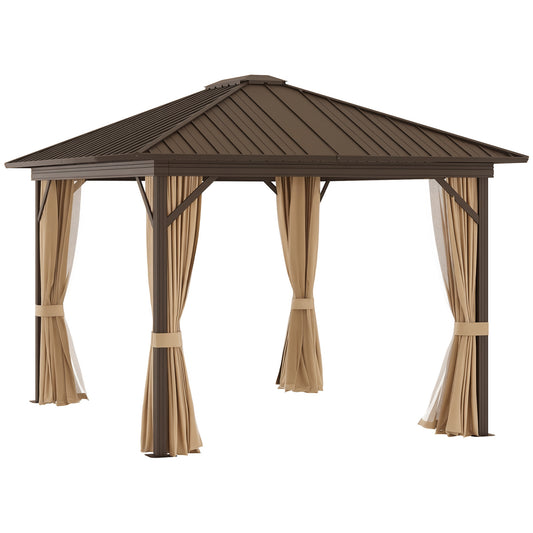 10 ft x 12 ft Aluminum Gazebo, Brown