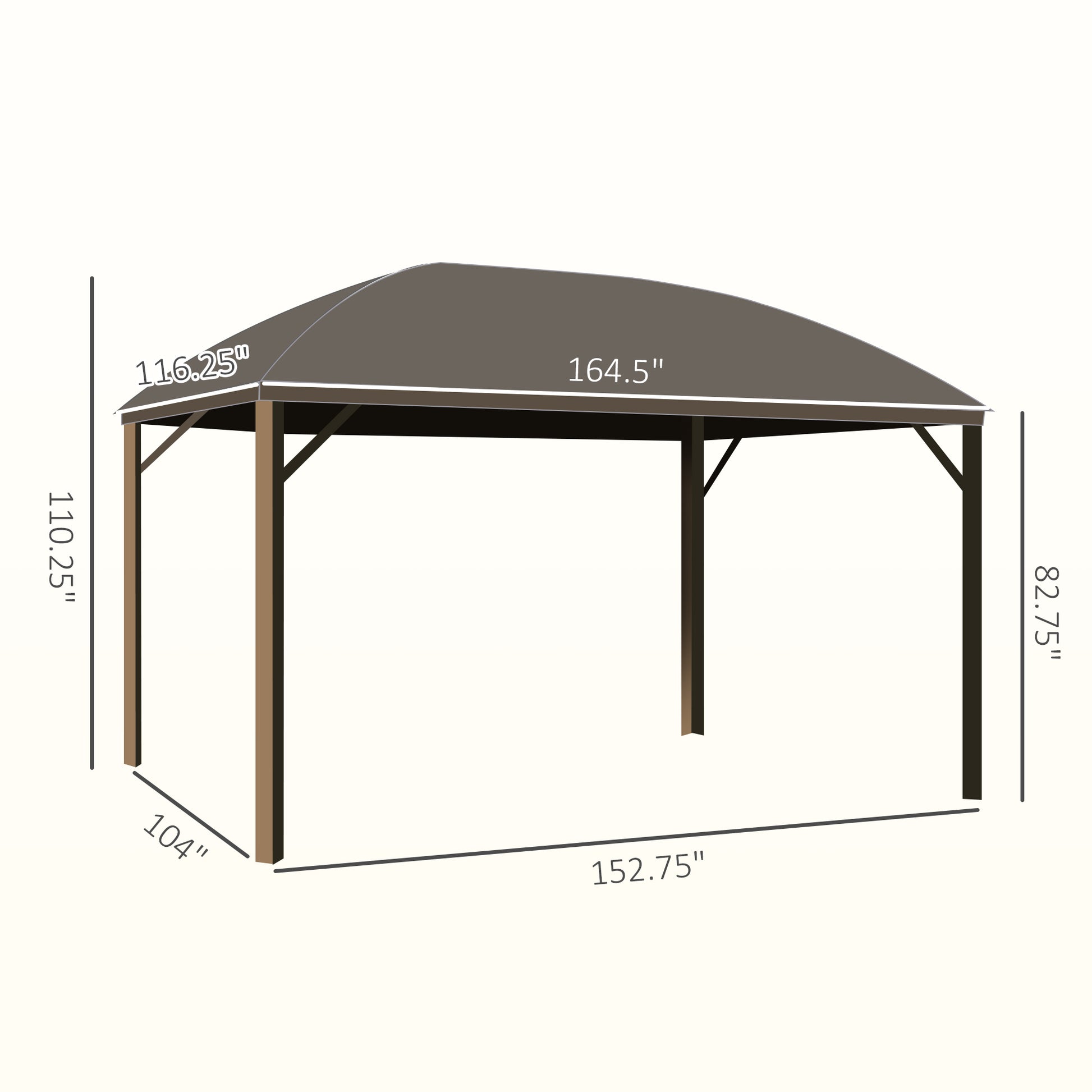 10 ft x 14 ft Aluminum Gazebo, Brown