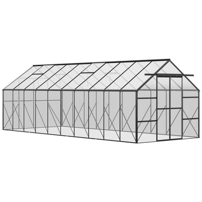 20 ft x 8 ft Polycarbonate Greenhouse with Adjustable Roof Vents, Clear