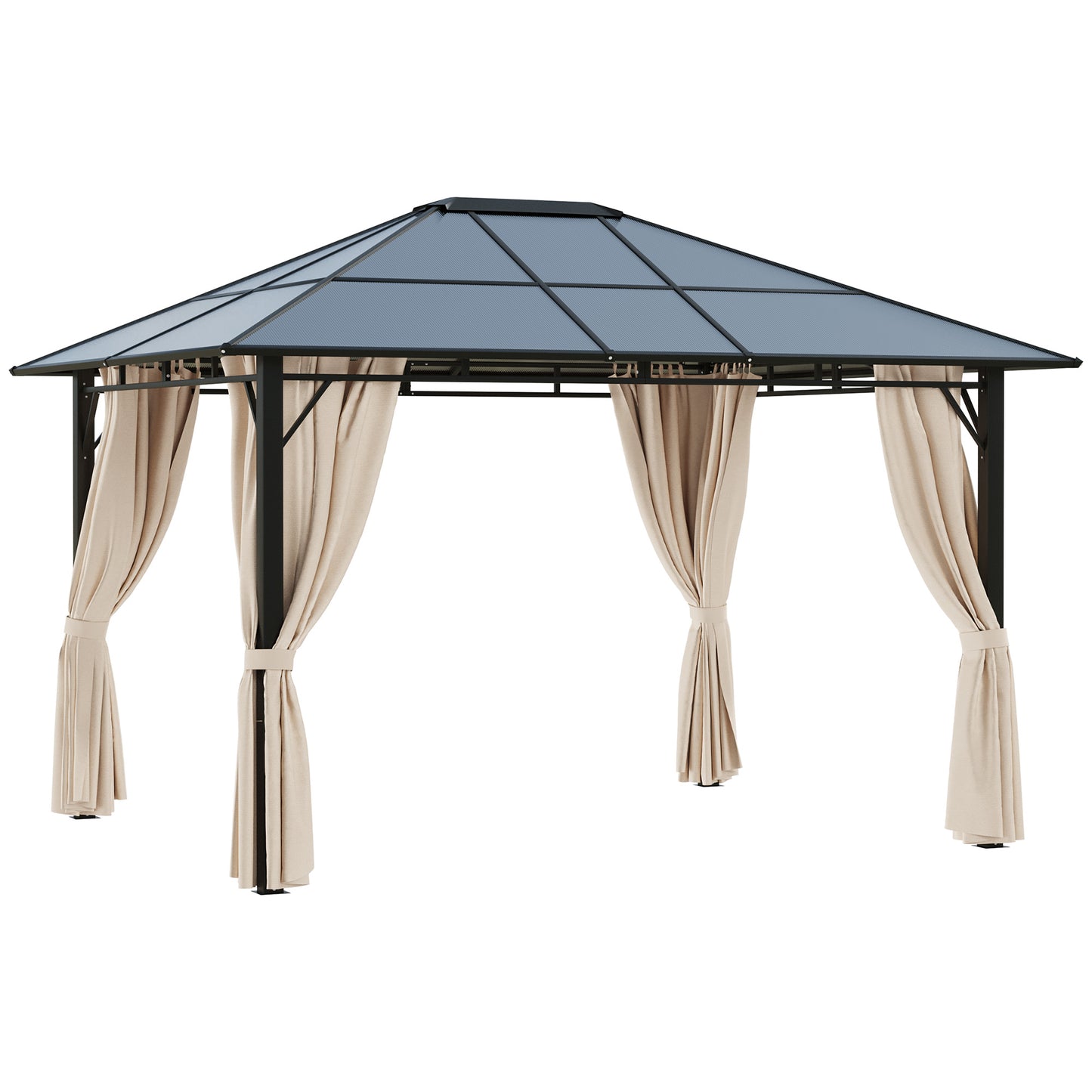 10 ft x 12 ft Metal Gazebo with Adjustable Height, Dark Brown