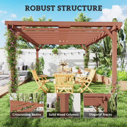11 ft x 12.5 ft Wood Pergola, Brown