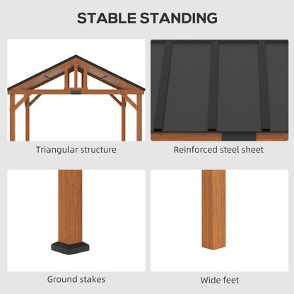 11 ft x 12 ft Wood Gazebo, Brown