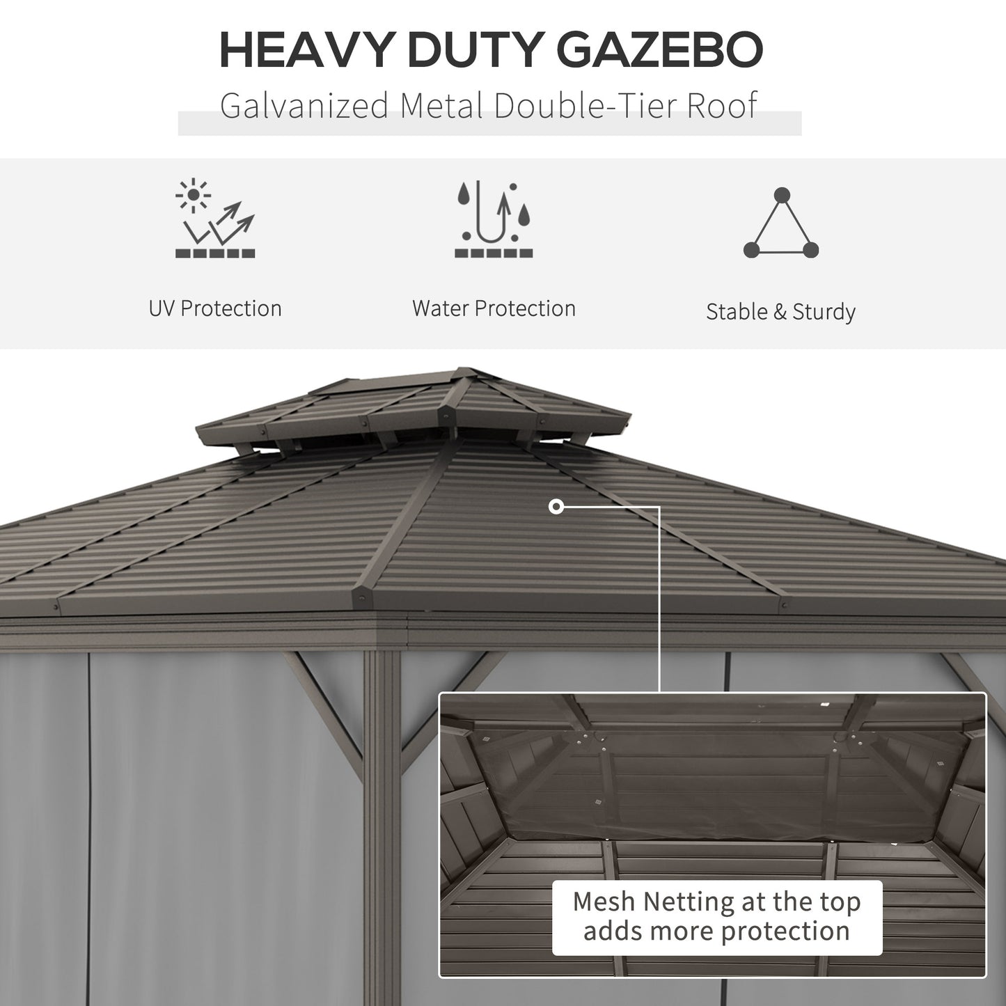 10 ft x 12 ft Metal Gazebo, Gray