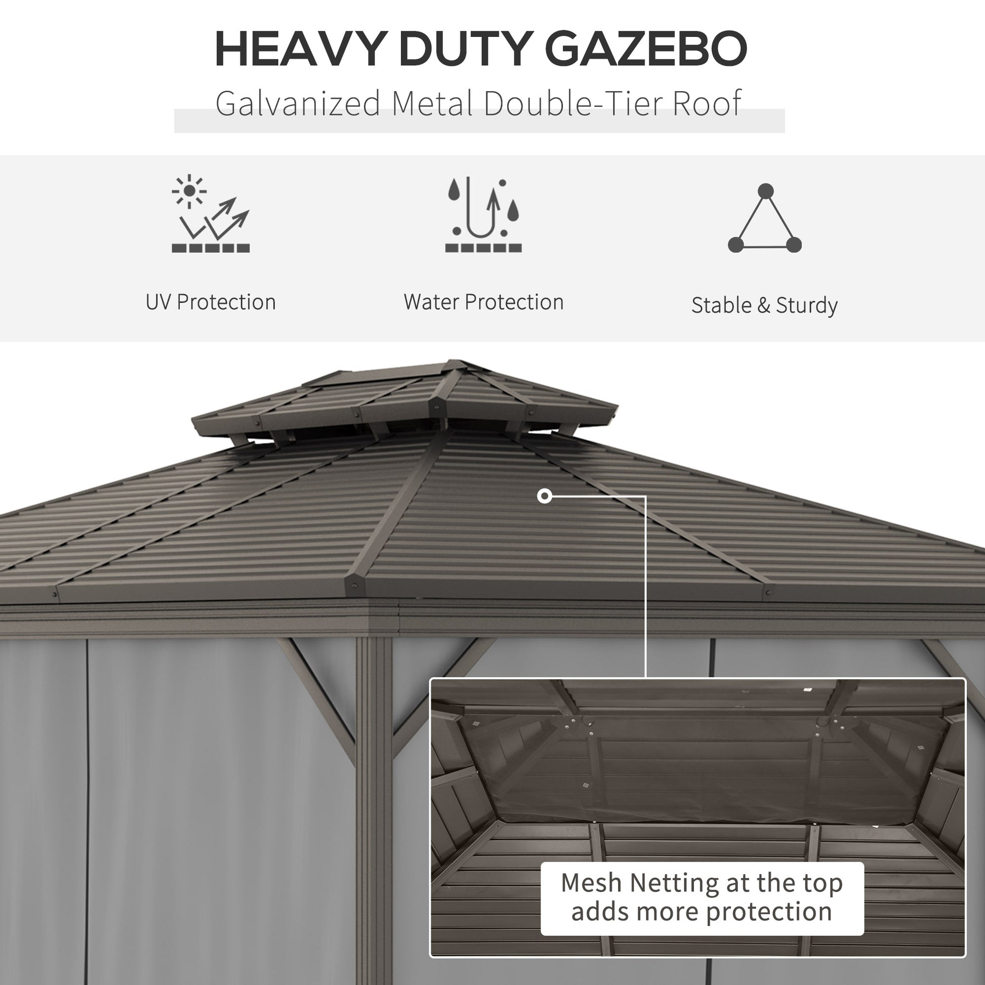 10 ft x 12 ft Metal Gazebo, Gray