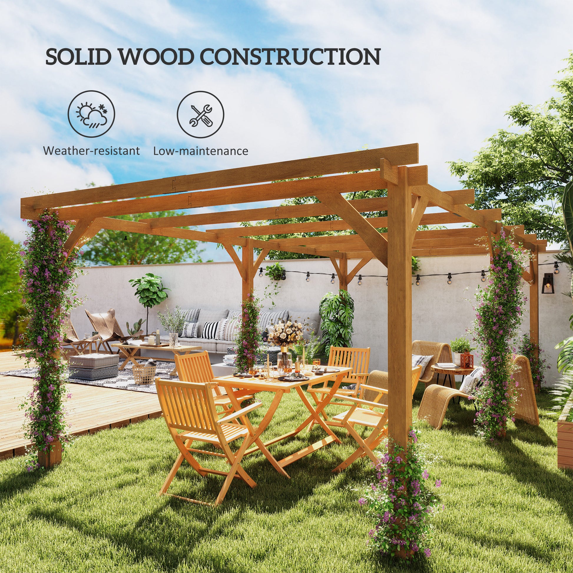 10 ft x 13 ft Wood Gazebo, Dark Brown