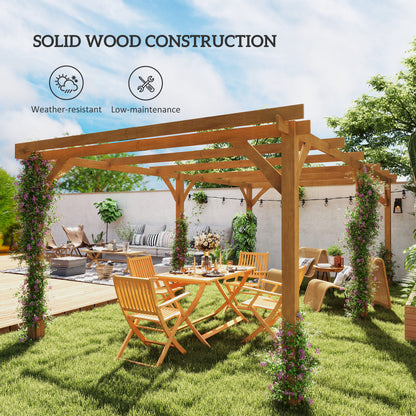 10 ft x 13 ft Wood Gazebo, Dark Brown