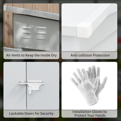 4.6 ft x 9 ft Metal Garden Shed with Foundation Kit, White