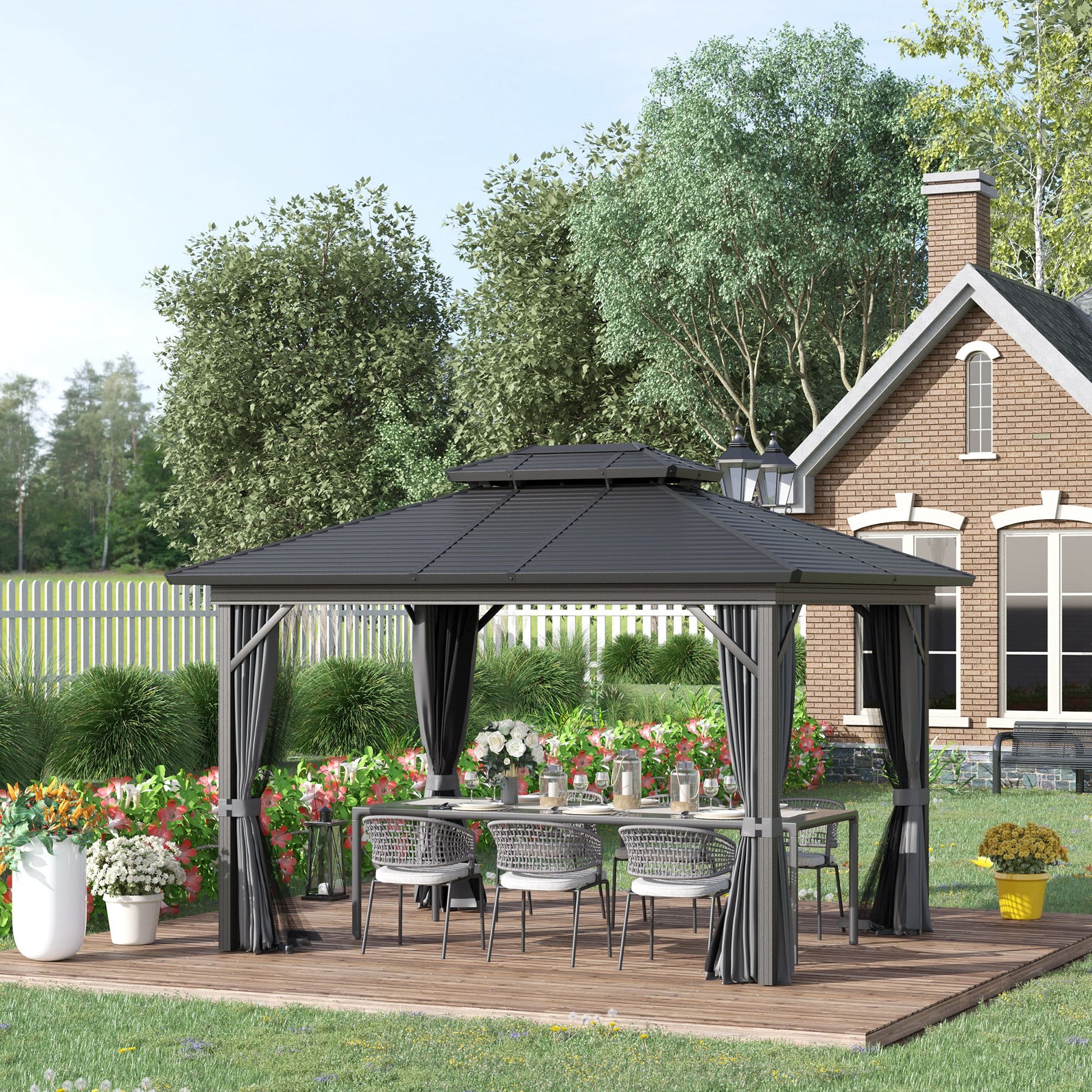 10 ft x 12 ft Metal Gazebo, Gray