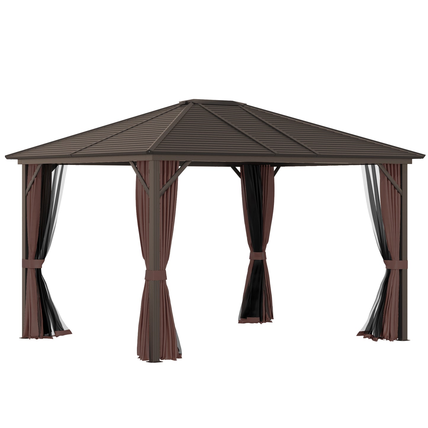 10 ft x 12 ft Aluminum Gazebo, Brown