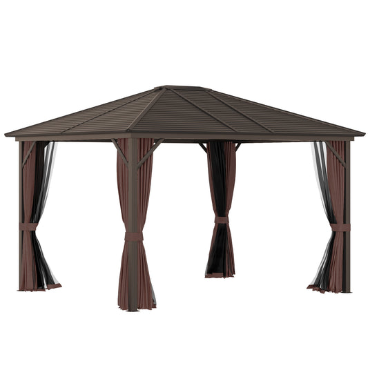 10 ft x 12 ft Aluminum Gazebo, Brown