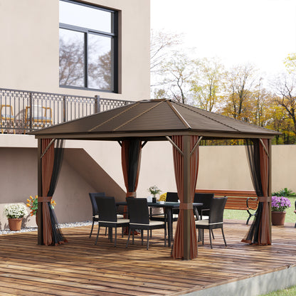 10 ft x 12 ft Aluminum Gazebo, Brown