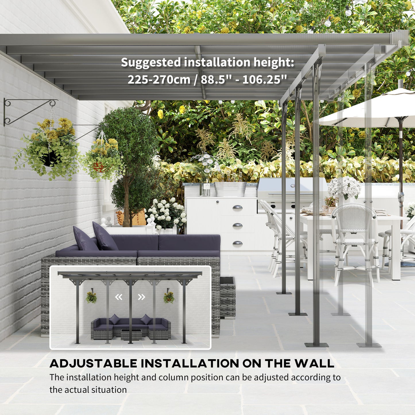 14.5 ft x 10 ft Aluminum Pergola, Gray