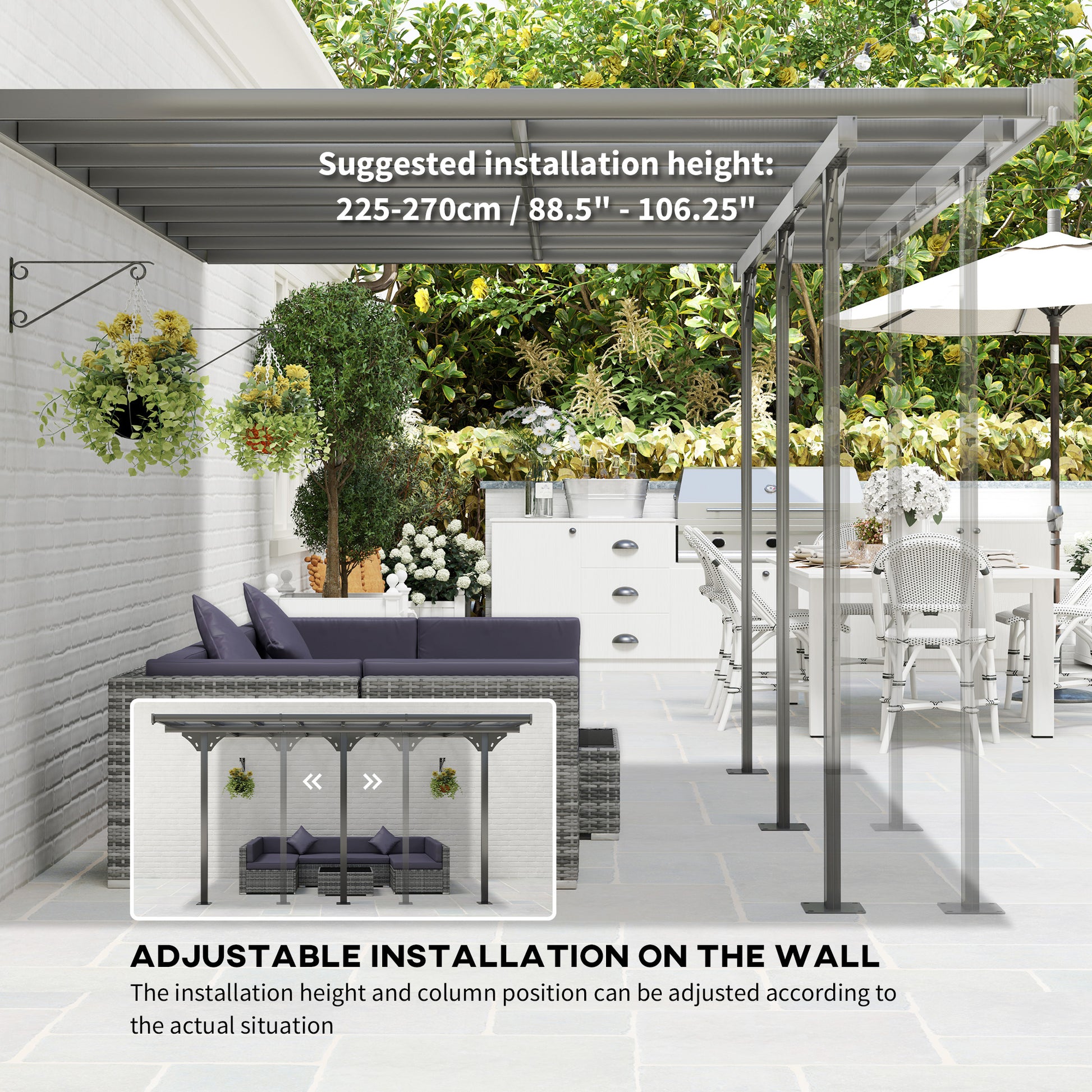 14.5 ft x 10 ft Aluminum Pergola, Gray