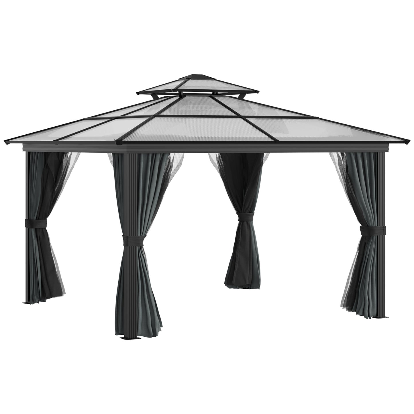 10 ft x 10 ft Aluminum Gazebo with Adjustable Height, Black