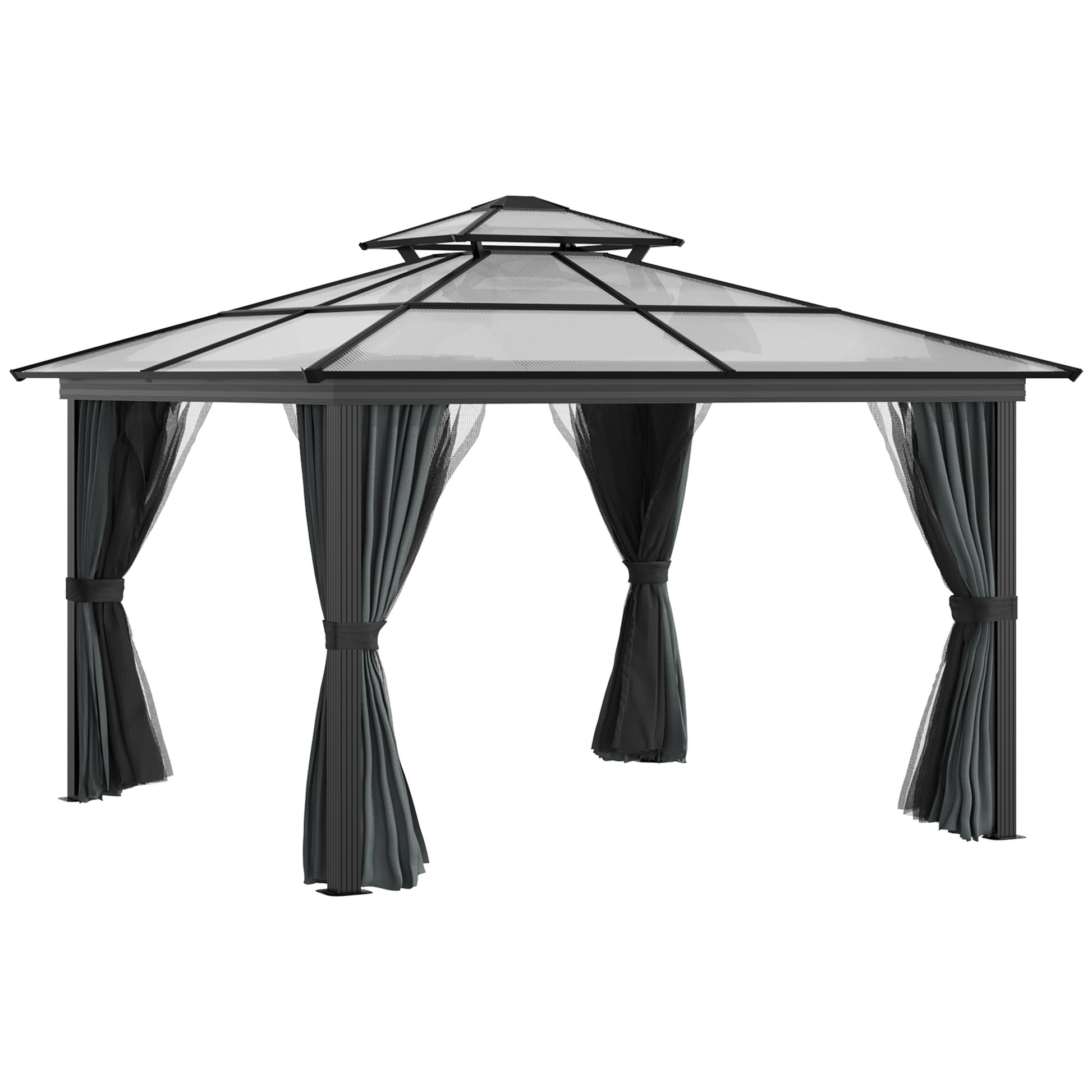 10 ft x 10 ft Aluminum Gazebo with Adjustable Height, Black