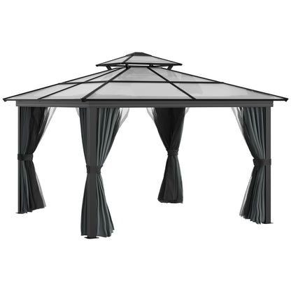 10 ft x 10 ft Aluminum Gazebo with Adjustable Height, Black