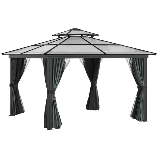 10 ft x 10 ft Aluminum Gazebo with Adjustable Height, Black