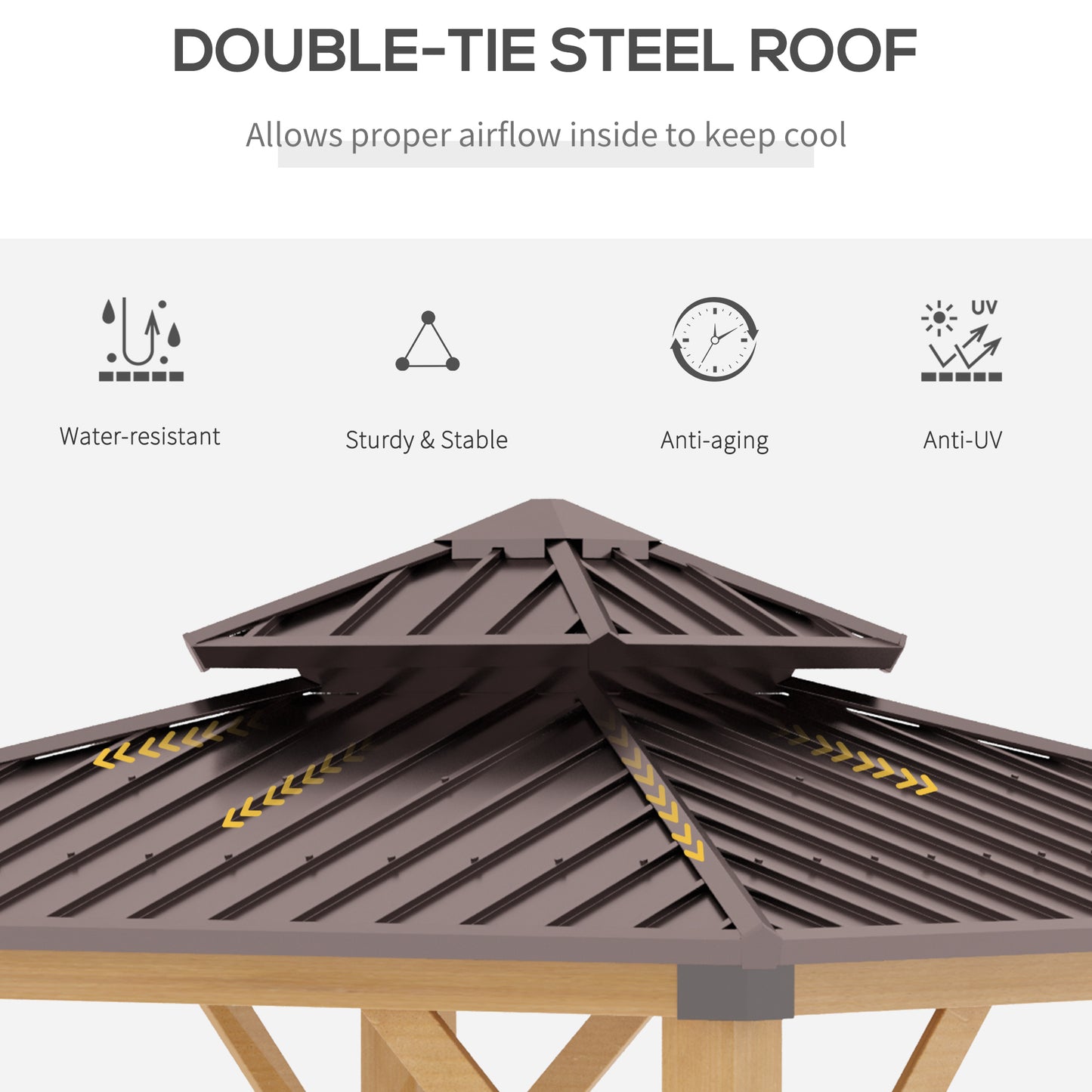 10 ft x 10 ft Metal Gazebo with Floor, Brown