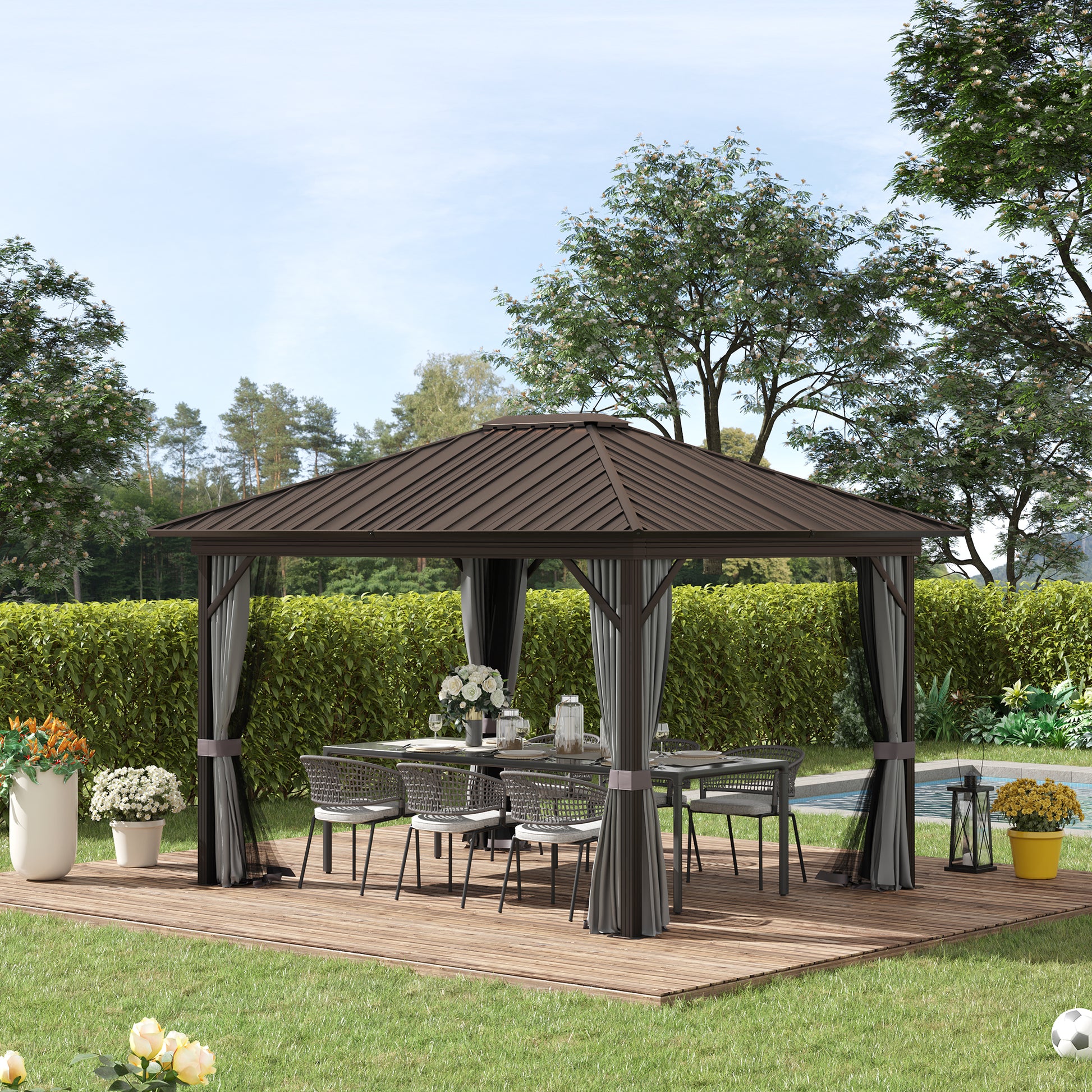 10 ft x 12 ft Aluminum Gazebo, Gray